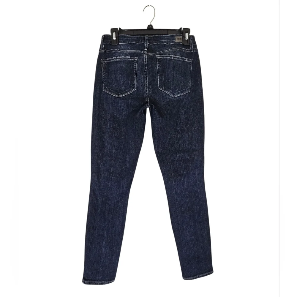 PAIGE Verdugo Ankle Distressed Mid Rise Dark Blue Skinny Jeans‎ 28 Preowned
